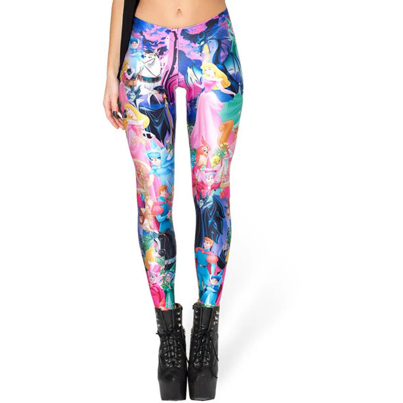 Summer Women Mermaid Printed Galaxy Leggings Animal Donald Duck Cartoon Characters  Legging Pants Black Milk Leggins G L-1467