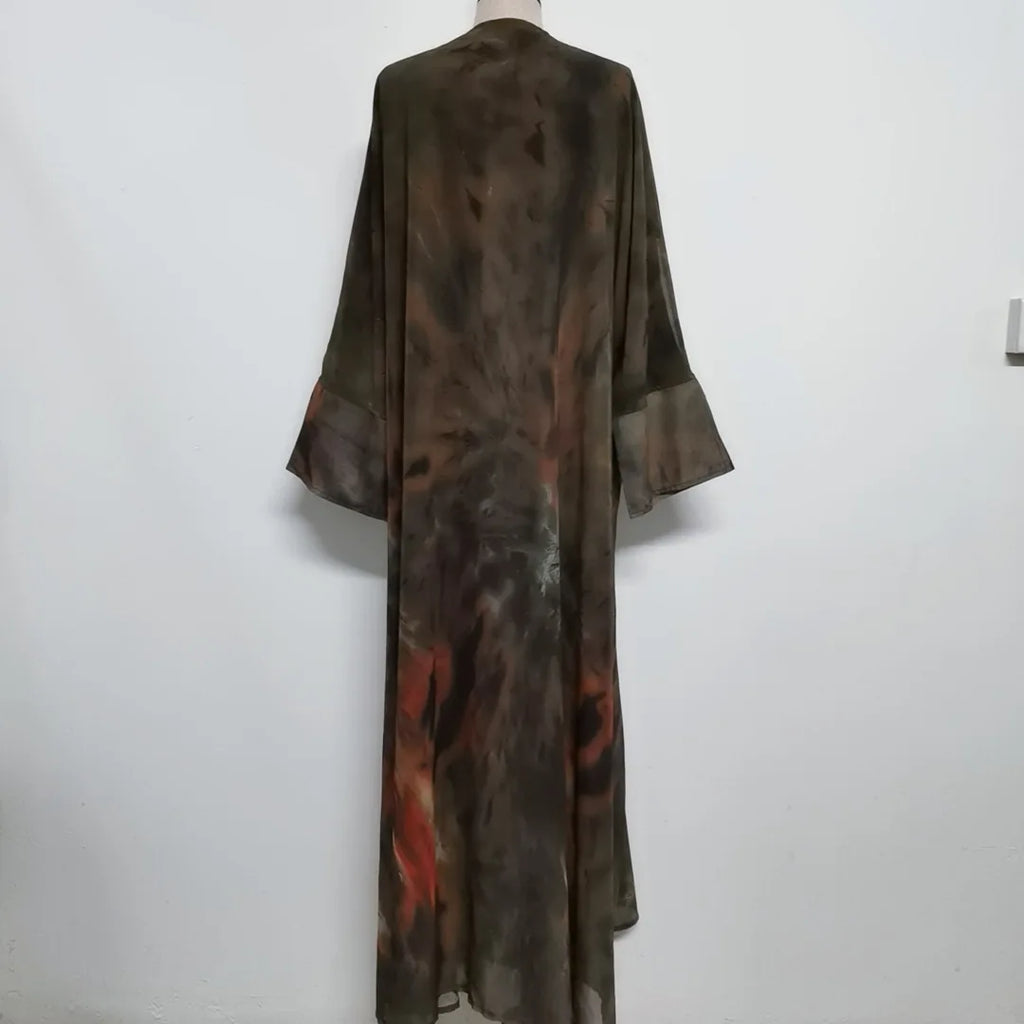 Islamic Clothing Printed Open Front Abaya Full Sleeve Maxi Dress Women Jilbabs Turkey Robe Caftan Muslim Kaftans Arabian Abayas