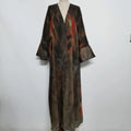 Islamic Clothing Printed Open Front Abaya Full Sleeve Maxi Dress Women Jilbabs Turkey Robe Caftan Muslim Kaftans Arabian Abayas