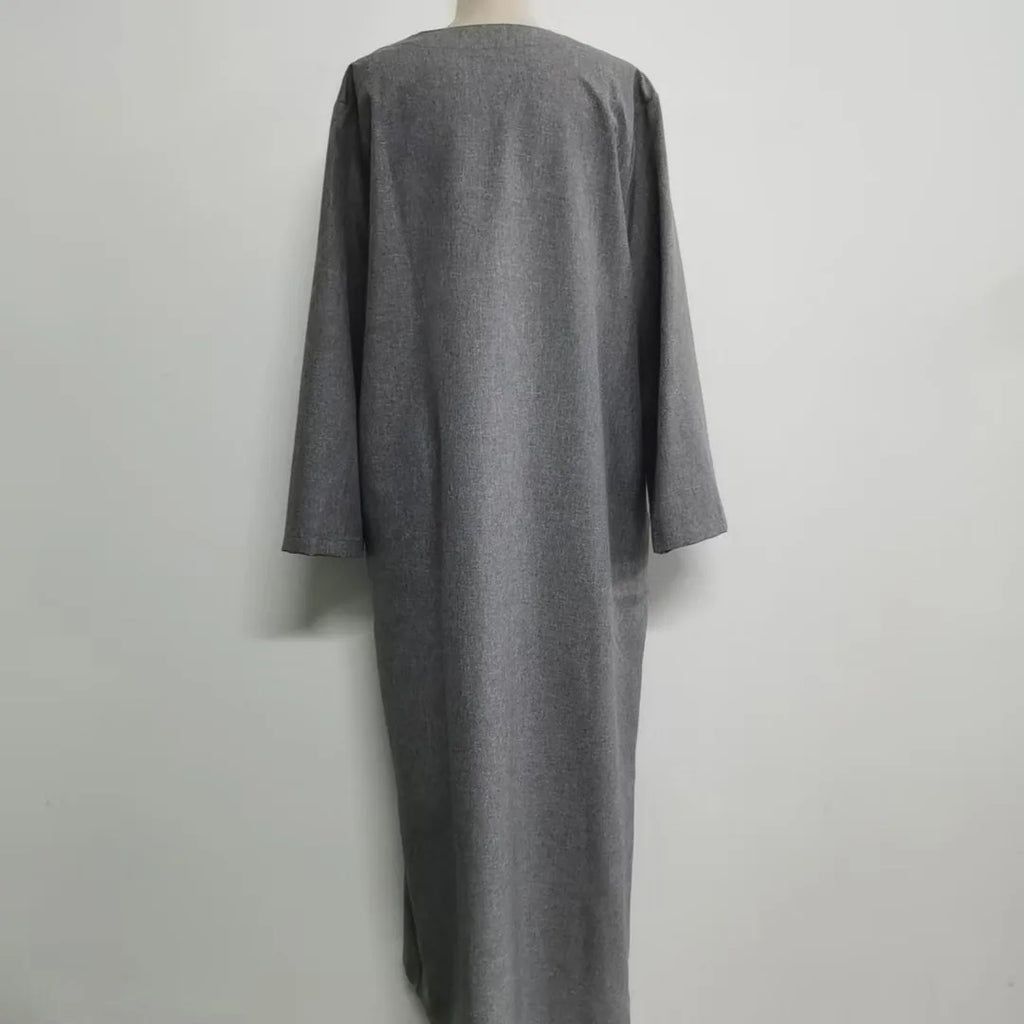 Eid Ramadan Muslim Women Loose Dress Straight Elegant Islamic Abaya Spring Autumn Long Sleeve Arabic Djellaba Jalabiya Robe