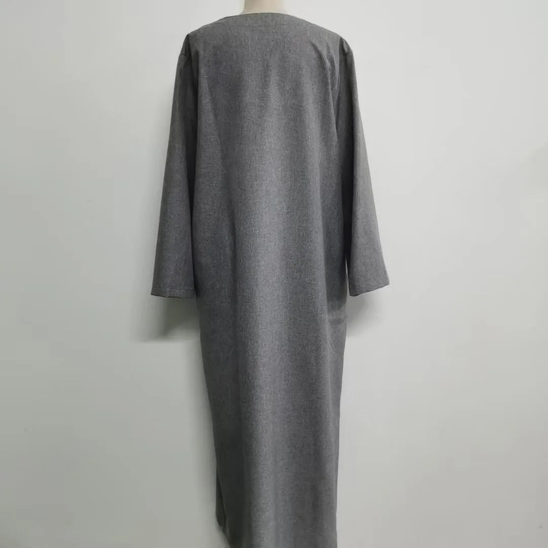 Eid Ramadan Muslim Women Loose Dress Straight Elegant Islamic Abaya Spring Autumn Long Sleeve Arabic Djellaba Jalabiya Robe