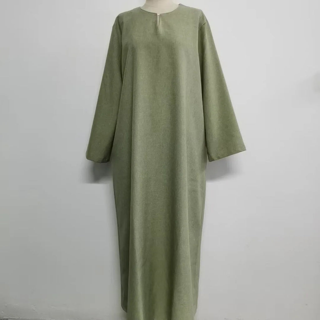 Eid Ramadan Muslim Women Loose Dress Straight Elegant Islamic Abaya Spring Autumn Long Sleeve Arabic Djellaba Jalabiya Robe
