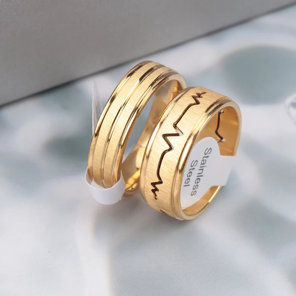 30 Pieces/Lot PVD Plating Hollow Stripe Carved Waterproof Stainless Steel Rings For Men and Women