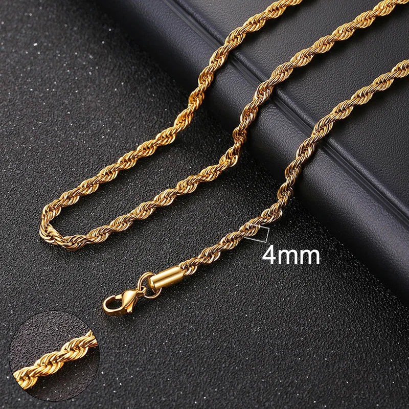 Vnox Cuban Chain Necklace for Men Women,Basic Punk Stainless Steel Curb Link Chain Chokers,Vintage Gold Color Solid Metal Collar