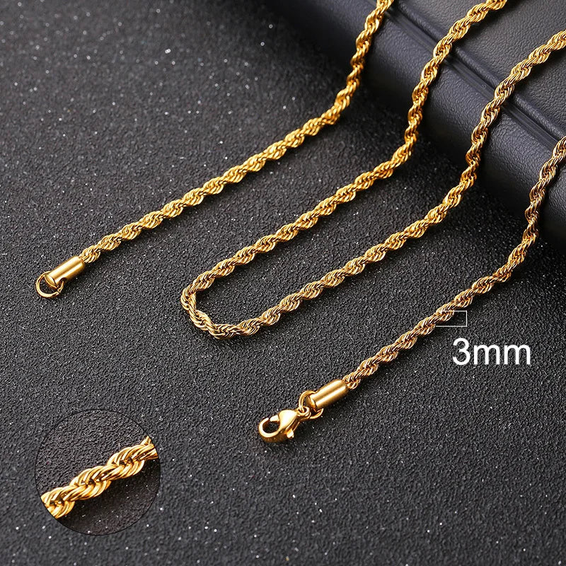 Vnox Cuban Chain Necklace for Men Women,Basic Punk Stainless Steel Curb Link Chain Chokers,Vintage Gold Color Solid Metal Collar