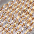 30 Pieces/Lot PVD Plating Hollow Stripe Carved Waterproof Stainless Steel Rings For Men and Women