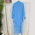 Hijabi Abaya Khimar Set Smocked Cuff Loose Abaya Dress + 2 Layer Hijab Scarf, Islamic Prayer Clothes Jilbab Ramadan Muslim Women